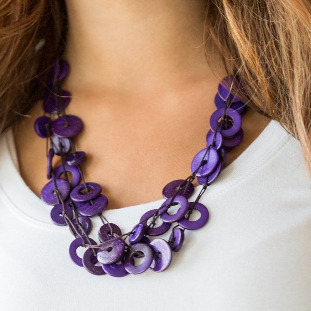 NWT Wonderfully Walla Walla purple necklace with purple fishhook back earrings